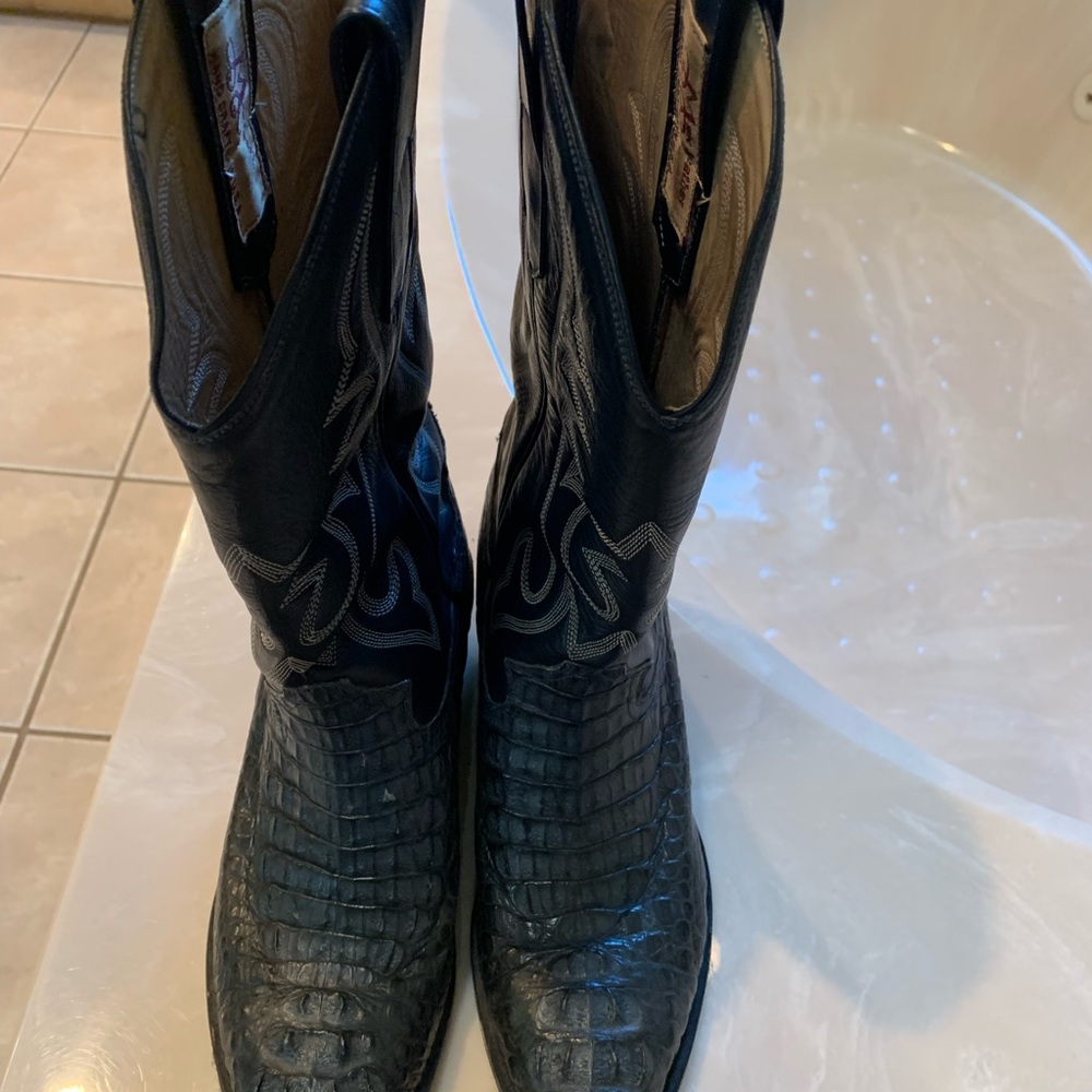 Black max leather alligator boots size 10 1/2